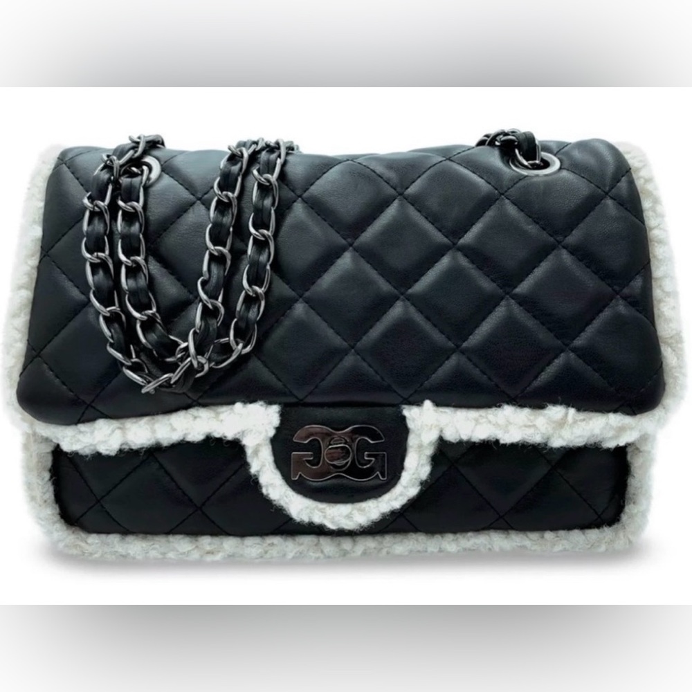 Gilda Paris Quilted Faux Fur Baguette Bag
